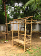 Beach Furniture in Bamboo : Public furniture in Bamboo, for Podicherry Marine Drive beach