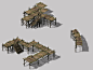 一堆码头泊口木头平台3D渡口场景素材