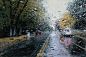 【Karen Woods 宛如照片般真实的雨滴插画】有些人喜欢描绘日光满满的田园风光，而有些人则喜欢绘画雨季的城市，来自插画家Karen Woods 宛如照片般真实的雨滴插画，一组关于城市的影像记录。更多雨季，可以参阅《主题摄影 暴风雨的天空》《Morten Nordstrøm 雨后的城市… O网页链接