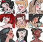 Snow White, Cinderella, Aurora, Ariel, Belle, Jasmine, Pocahontas, Mulan, and Tiana.