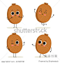 Kiwi. Cute fruit vector character set isolated on white