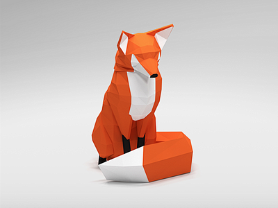 Low poly fox  low po...