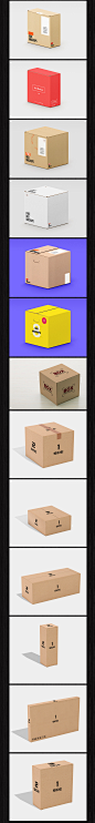 瓦楞纸箱包装展示效果图纸盒立体盒装智能图层PS样机贴图提案素材
