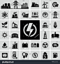 Energy, electricity, power icons