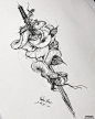 黑灰匕首蛇玫瑰花纹身手稿图案