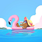  floating on the paradise #CHOCO #onvacay #tropical #beach #tan  #linefriends