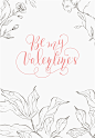 手绘线稿牡丹花卉花带叶玫瑰植物线描卡片EPS矢量设计素材  (8)