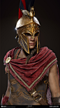 Alexios/Kassandra Outfit - Mercenary, Sabin Lalancette : This result was an excellent team effort in delivering an iconic outfit for the visual signature of the game.
Body, head, helmet, holster, sandals  - Sabin Lalancette
Hair - Stéphanie Chafe - https: