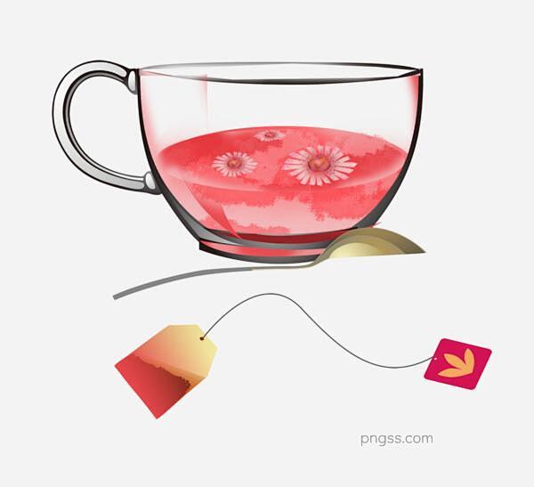 粉色的茶水卡通插画图片大小2193x20...