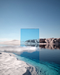 3D c4d CGI geometric Landscape motion redshift water