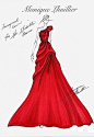 礼服 插画手绘 手稿 服装 婚纱 优雅美艳的红色礼服手稿