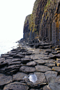 Giant Path : The way, along the cliff, to Fingal's Cave on the uninhabited Isle of Staffa, Inner Hebrides (Scotland).  The Isle of Staffa (from the Old Norse for stave or pillar island) is a small and uninhabited of the Inner Hebrides of Scotland. Entirel