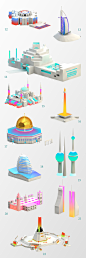 Low Poly Monuments : I was tasked to create over 32 low poly 3D landmarks for an international client's travel app. It was a very tight deadline, and I sourced many of these 3D models from online, tweaking them and texturing them to how they needed to loo