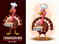 Thanksgiving cartoon turkey digital painting d