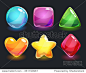 Cool shiny glossy colorful shapes, vector assets for gui design