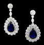 Platinum Diamond & Sapphire Earrings - Yafa Jewelry