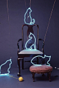 Neon Cats Sculpture by artist Pacifico Palumbo