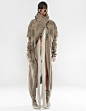 TOP COAT LIGHT DRAGON W : oversize detailed asymmetric hooded overcoat, closing by zipper, semi-separate sleeves