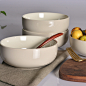 日系陶瓷大碗家用拉面碗西餐厅菜面汤大碗水果沙拉碗米白色-淘宝网