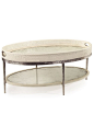 Coffee Tables, Luxury Designer White Crocodile Leather Mirror Coffee Table by John Richard Furniture: 