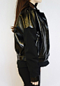 CHICYOU BLACK JOINT LEATHER OVERSIZE COAT 黑色拼接漆皮皮衣