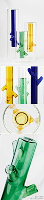 #设计家好设计#意大利设计师Giorgio Biscaro 设计的五彩花茎玻璃花瓶