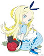 OKAMA为新版的知名儿童文学作品《爱丽丝梦游仙境》《爱丽丝镜中奇遇记》画的彩插，笔下的爱丽丝好可爱~色彩也鲜明亮眼~！