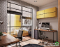黄色系开放式空间公寓设计