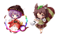 #东方project#
#少名针妙丸#
2girls animal_ears barefoot bottle bowl brown_eyes brown_hair chibi fushigi_ebi futatsuiwa_mamizou glasses hat highres japanese_clothes kimono leaf leaf_on_head mallet minigirl multiple_girls needle obi open_mouth pince-nez purple_eyes