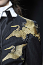Dries Van Noten embroidered birds in gold Combining western pinstripe and eastern pattern and technique ♦F&I♦