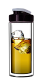 Travel Mug Drink Suns Tea TM 18oz Ultra Clear Double Wall Glass w Flip on New | eBay