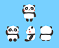 熊猫玩偶卡通形象三视图 吉祥物