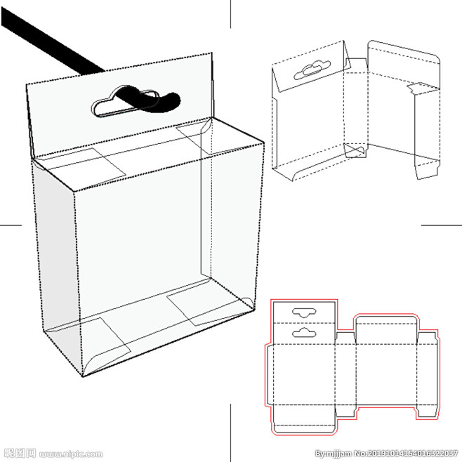 包装盒刀模  效果图 刀版图