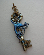 Medieval Dragon Key Pendant  Blue Inked by silverowlcreations, $62.00