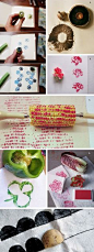 DIY Veggie stamps | Passion for Paper and Print blog-- I love the okra and corn prints!
