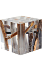 resin and wood table(?) - Love this mystical cube—like a forest in a fog, straight out of a storybook.