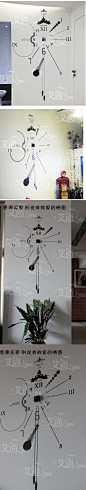 DIY时钟墙贴含表芯 表背景墙面创意装修装饰 仿墙绘手绘 专业定制-淘宝网