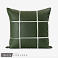 新品现代简约床品四件套轻奢样板房沙发靠垫抱枕墨绿色绗缝搭毯-淘宝网