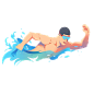 千库网_扁平卡通亚运会运动人物一个男子在游泳比赛_元素编号13709658