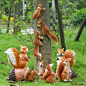 仿真小松鼠可爱卡通动物雕塑工艺品花园装饰品园林创意树脂摆件-淘宝网