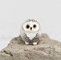 RESERVED for Hannah Snowy Owl Figurine OOAK Handmade Polymer Clay Animal Totem