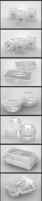 透明塑料一次性快餐饭盒餐盒包装PSD样机效果图奶茶杯子智能贴图