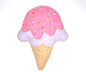 Ice Cream Plush - Felt Plush Kawaii Plush with Sprinkles - Pink Strawberry Ice Cream Decor - Valentines Day Gift