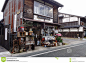 松江-物街道的古老木商店在松江，日本-50039262