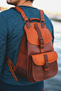Backpack made of genuine leather handcrafted.: 