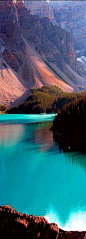 The turquoise waters of Moraine Lake nestled in the Canadian Rockies of Banff National Park, Alberta, Canada ~ photo: Milena Boeva: 