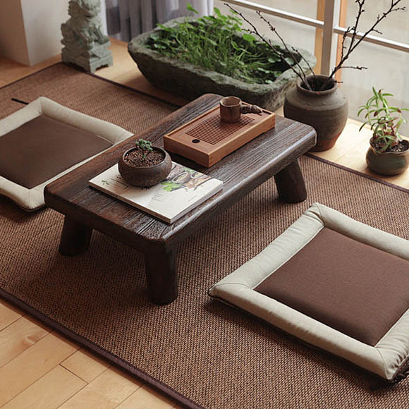 日式回字形榻榻米坐垫，麻布面料填充海绵 ...