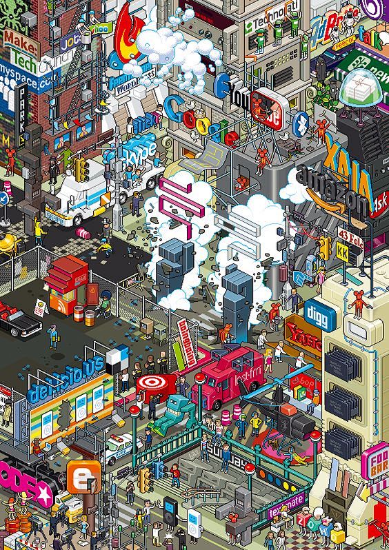 色彩创意海报排版视觉网页游戏三维建筑