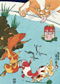 金鱼宴 ，日本浮世绘大师歌川国芳 ​​​​ 