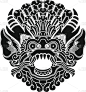 印度尼西亚,传统,黑色,动物头,部落艺术,神,巴龙舞,巴厘岛,尖牙,亚洲